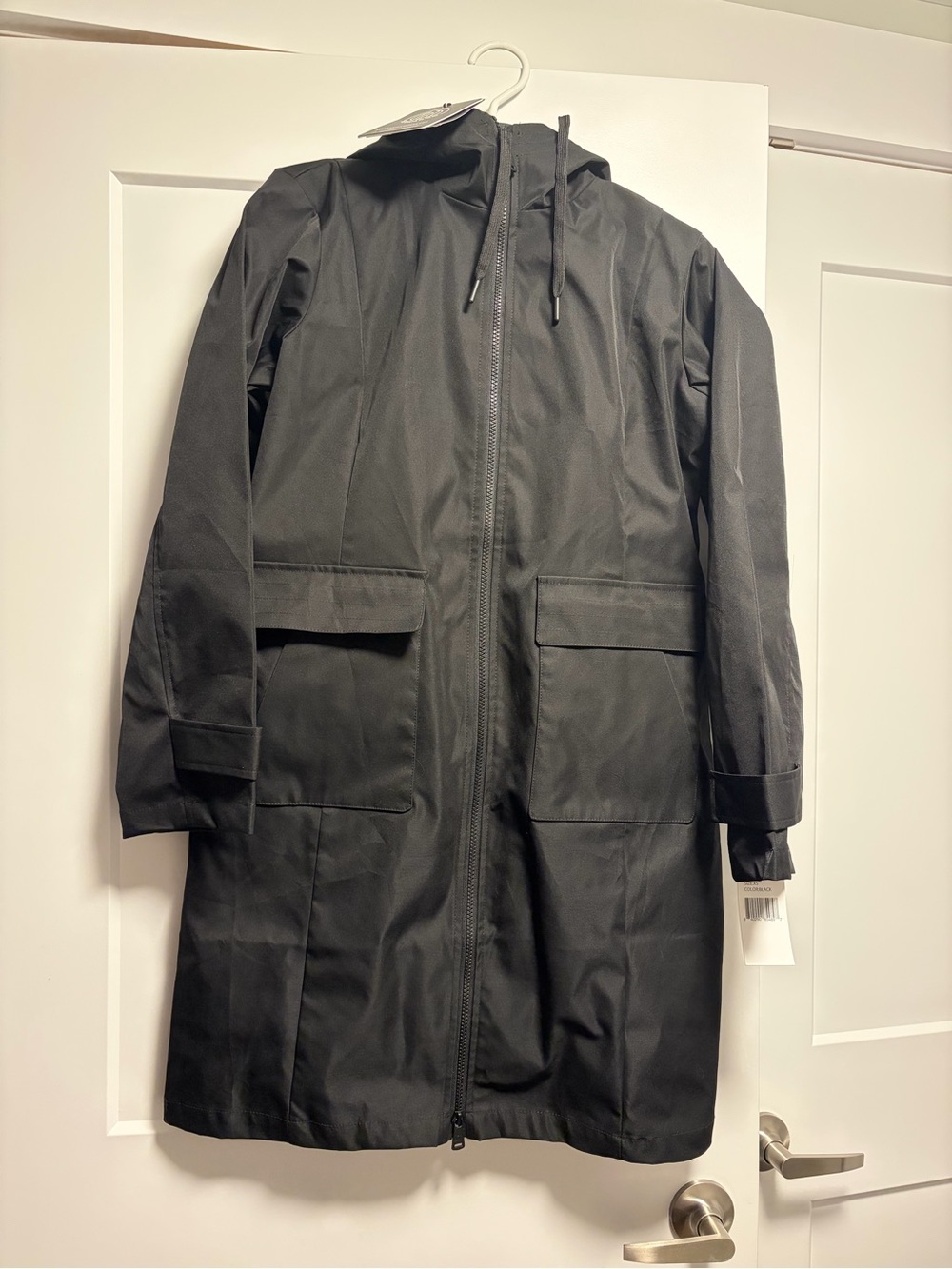 Bernardo Black Hooded Trench Rain Coat